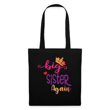 Große Schwester Geschenk Wieder Große Schwester - Stoffbeutel - Schwarz - Vorne
