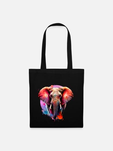 Elefant - Stoffbeutel - Schwarz