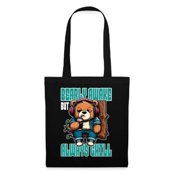 Bearly Awake - Drôle d’ours Design - Sac en tissu - noir - Devant
