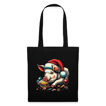 Christmas Eaten Pig with Burger - Tote Bag - black - Front