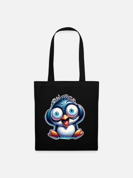 Pinguin Crazy - Stoffbeutel - Schwarz