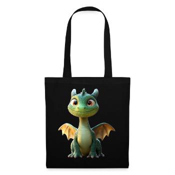 Dragon Petit Vert Bébé Dragon Mignon Dragon - Sac en tissu - noir - Devant