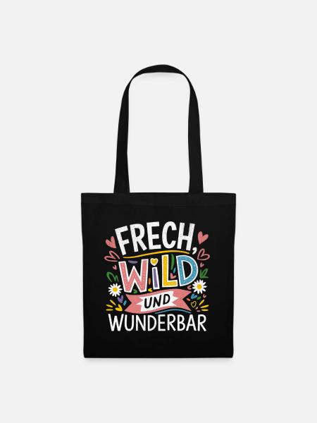 Frech Wild und Wunderbar – kunterbunte Motive - Stoffbeutel - Schwarz