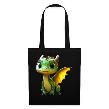 Dragon Petit Vert Bébé Dragon Mignon Dragon - Sac en tissu - noir - Devant