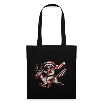 Wild Christmas raccoon on reindeer journey - Tote Bag - black - Front
