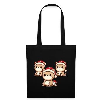 Chats mignons avec des chapeaux de Noël - Sac en tissu - noir - Devant