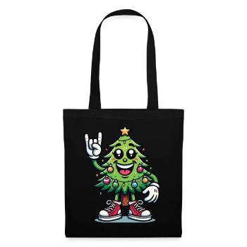 Funny Christmas tree with skirt hand - Tote Bag - black - Front