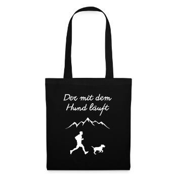 Läufer mit Hund vor Berglandschaft - Stoffbeutel - Schwarz - Vorne
