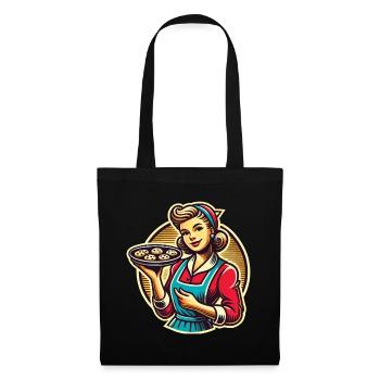 Retro Baker With Cookies Illustration - Tote Bag - black - Front