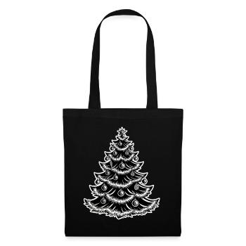 Sapin de Noël avec des boules de Noël - Sac en tissu - noir - Devant