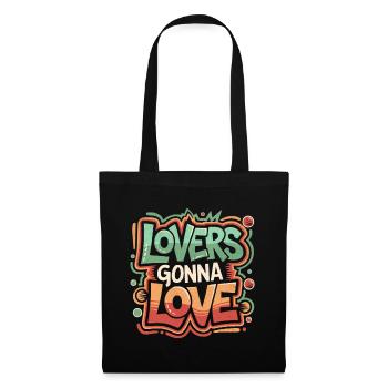 Lover's Gonna Love | Cooles Streetwear-Typo-Shirt - Stoffbeutel - Schwarz - Vorne