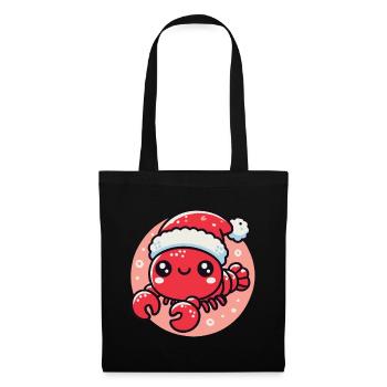 Fröhlicher Weihnachtskrebs Mit Mütze - Stoffbeutel - Schwarz - Vorne