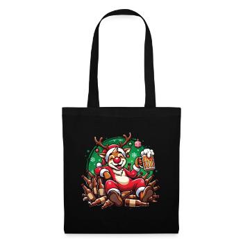 Plaisir de Noël de renne amusant pour les amateurs de bière - Sac en tissu - noir - Devant