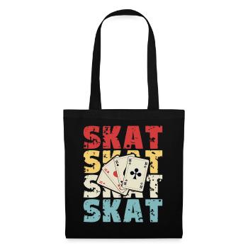 Skat Karten Retro Design - Stoffbeutel - Schwarz - Vorne