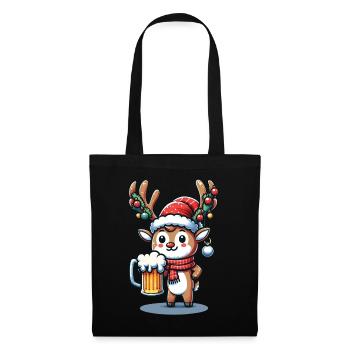 Christmas reindeer with beer mug - Tote Bag - black - Front