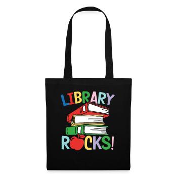 Library rocks - Stoffbeutel - Schwarz - Vorne