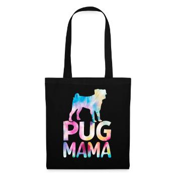 Mops Mama Bunter Mops Hund - Stoffbeutel - Schwarz - Vorne