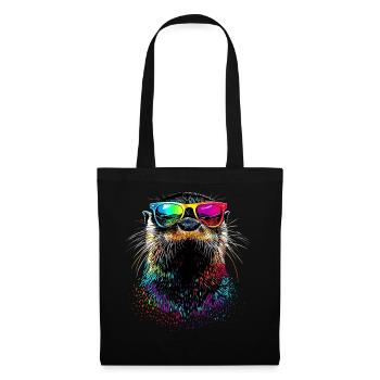 Loutre Loutre de mer Loutre Loutre Martre amour Loutre mignonne - Sac en tissu - noir - Devant