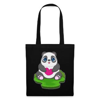 Panda Herz - Stoffbeutel - Schwarz - Vorne