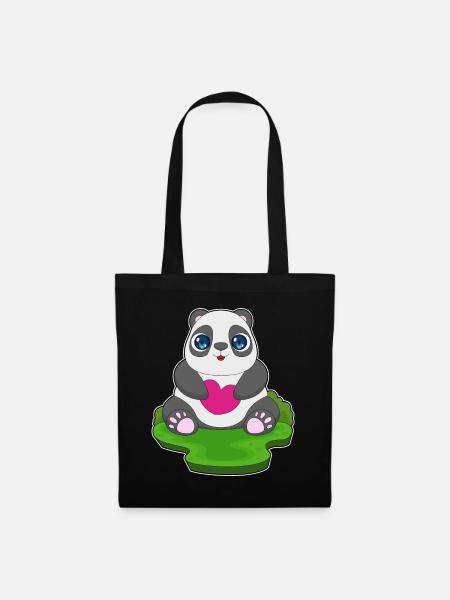 Panda Herz - Stoffbeutel - Schwarz
