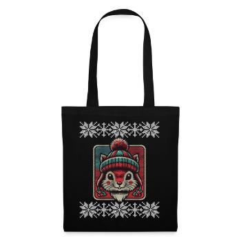 Winter squirrel with hat and pattern - Tote Bag - black - Front