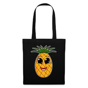 Ananas Obst - Stoffbeutel - Schwarz - Vorne