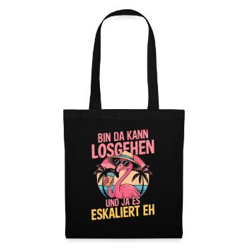 Party Flamingo Sommer Spruch Bin da kannlosgehen - Stoffbeutel - Schwarz - Vorne
