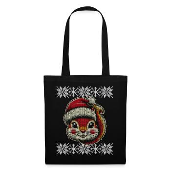 Cute Christmas squirrel with hat - Tote Bag - black - Front
