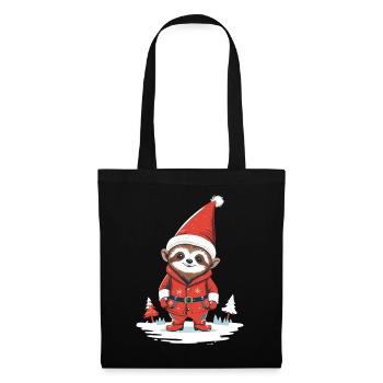 Fauler Weihnachtsmann Faultier Illustration - Stoffbeutel - Schwarz - Vorne