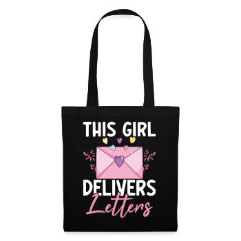 This Girl Delivers Letters Weibliche - Stoffbeutel - Schwarz - Vorne
