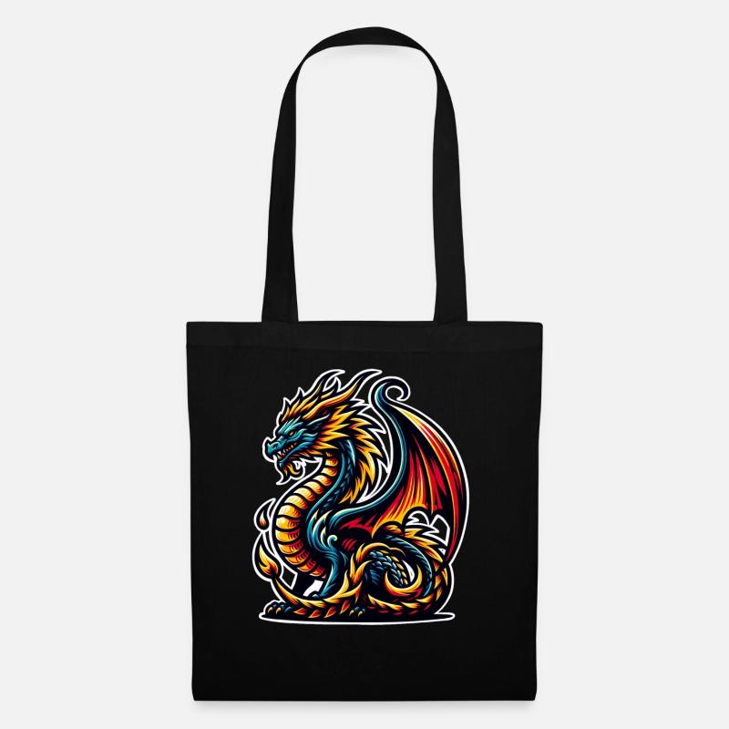 Drache - Stoffbeutel - Schwarz