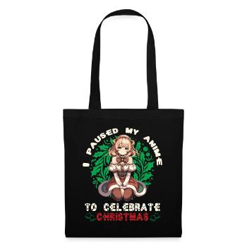 Anime Weihnachten Kawaii Feier - Stoffbeutel - Schwarz - Vorne