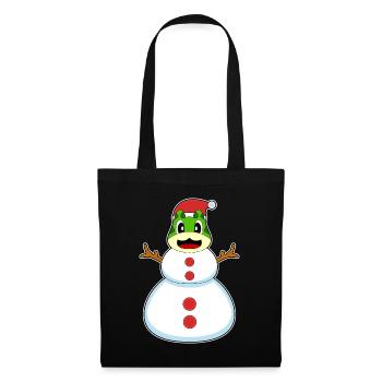 Frosch Weihnachten Schneemann - Stoffbeutel - Schwarz - Vorne