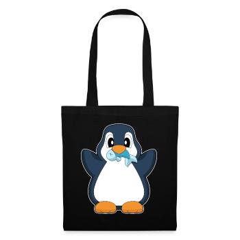 Pinguin Fisch - Stoffbeutel - Schwarz - Vorne