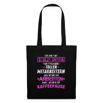 Stolze Chefin Von Verdammt Tollen Mitarbeitern - Stoffbeutel - Schwarz - Vorne