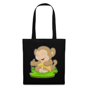 Affe Banane  - Stoffbeutel - Schwarz - Vorne