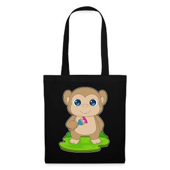 Monkey Painter Brush Painting - Tote Bag - black - Front