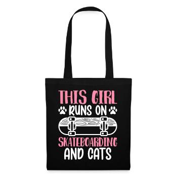 Courir sur des chats de skateboard skateur - Sac en tissu - noir - Devant