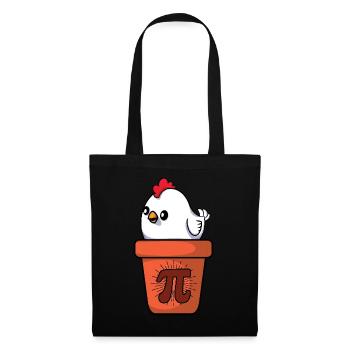 Pi Day poulet dans un pot de fleurs illustration - Sac en tissu - noir - Devant