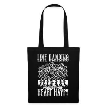 Line Dance Country Musik Cowboy Linedance - Stoffbeutel - Schwarz - Vorne