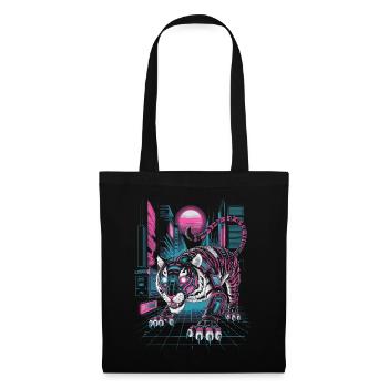 Cyberpunk Neon Tiger Futuristic Design - Tote Bag - black - Front