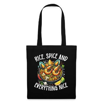 Paella Spanische Küche Meeresfrüchte - Stoffbeutel - Schwarz - Vorne
