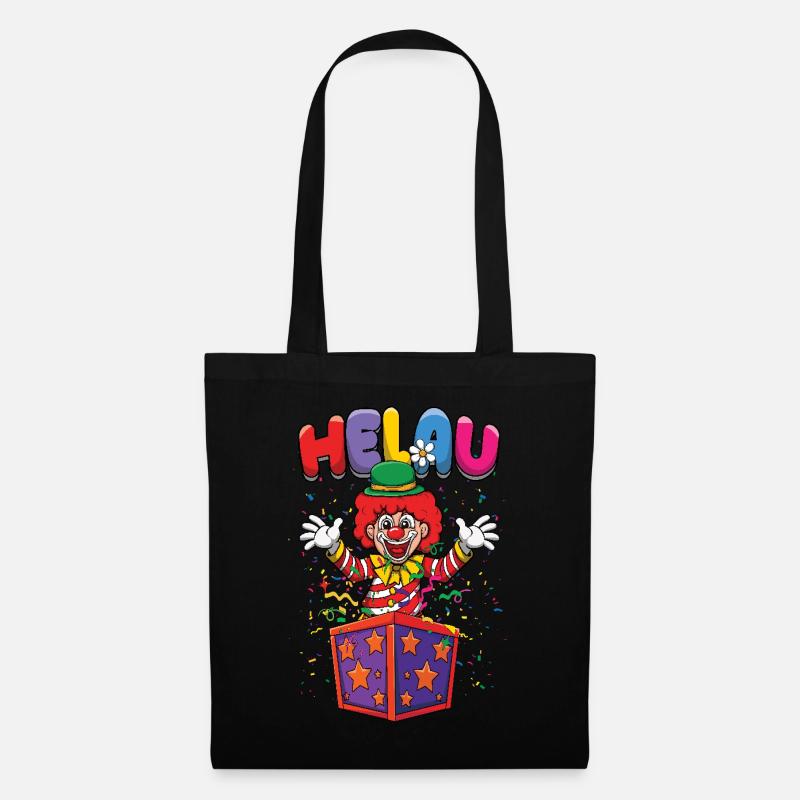 Karneval Helau Bunte Clown - Stoffbeutel - Schwarz