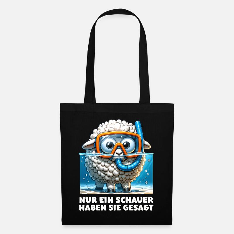 Lustiges Schaf mit Taucherbrille und Schnorchel - Stoffbeutel - Schwarz