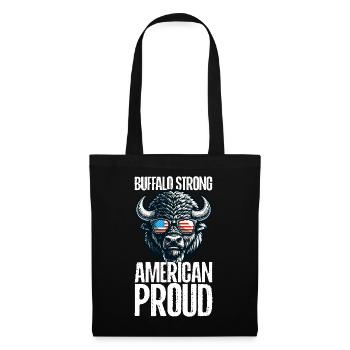 4th of July American Buffalo USA Flag Bison - Tote Bag - black - Front