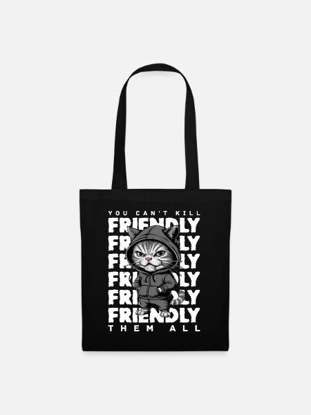 Genervte Katze Lustiges Katzen-Design Spruch - Stoffbeutel - Schwarz
