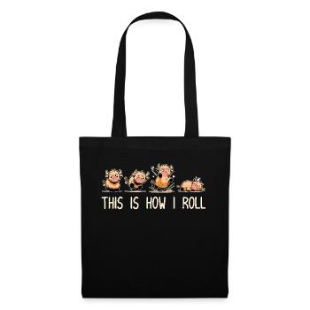 So rolle ich Funny Highland Cow - Stoffbeutel - Schwarz - Vorne