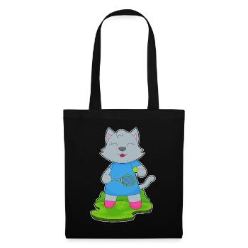 Cat Tennis Tennis Racket - Tote Bag - black - Front