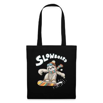 Faultier Snowboard Pun Slowboard Humor Wintersport - Stoffbeutel - Schwarz - Vorne
