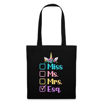 Female Lawyer Miss Ms. Mrs. Esq. Graphic for - Tote Bag - black - Front
